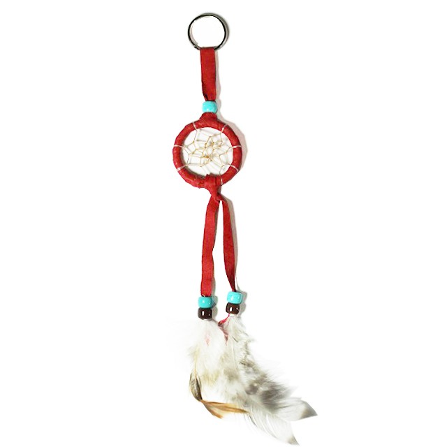  Dream catcher key holder charm red leather Indian miscellaneous goods Indian jewelry 