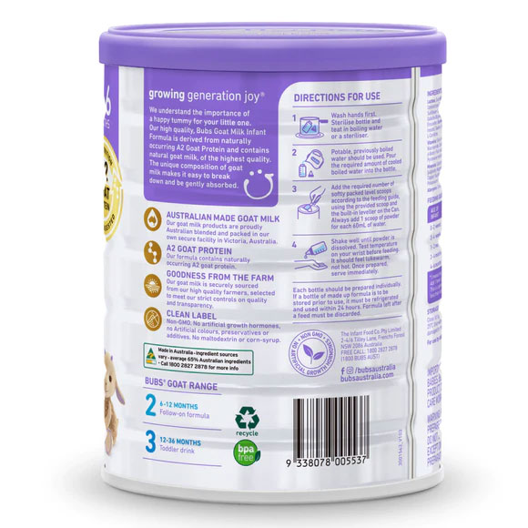 [ free shipping ]Bubs( Bab z)A2 goat milk *go-to flour milk step 1(0~6 months ) large can 800g 1 can 