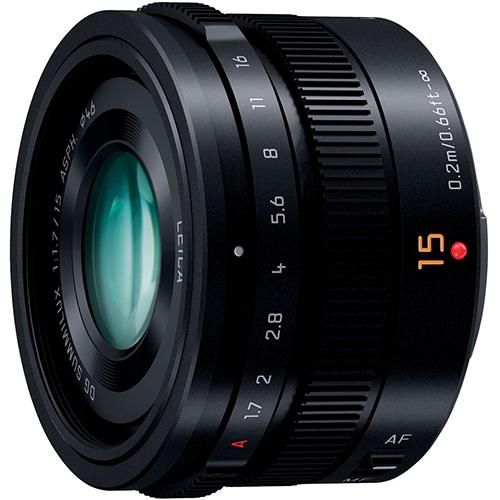 【美品】LUMIX 15mm f/1.7 (H-X015-K)レンズ パナソニック LEICA DG SUMMILUX 15mm/F1.7 ASPH. H-X015-K（ブラック