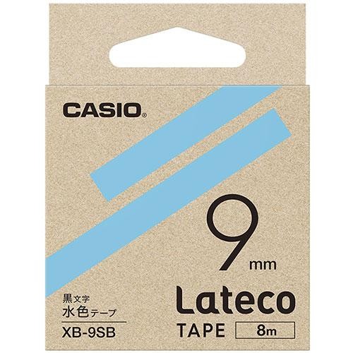 ASKUL ラテコ 詰め替え用テープ XB-9SB 9mm（水色・黒文字）×1個 Lateco ラベルプリンター、ラベルライターの商品画像