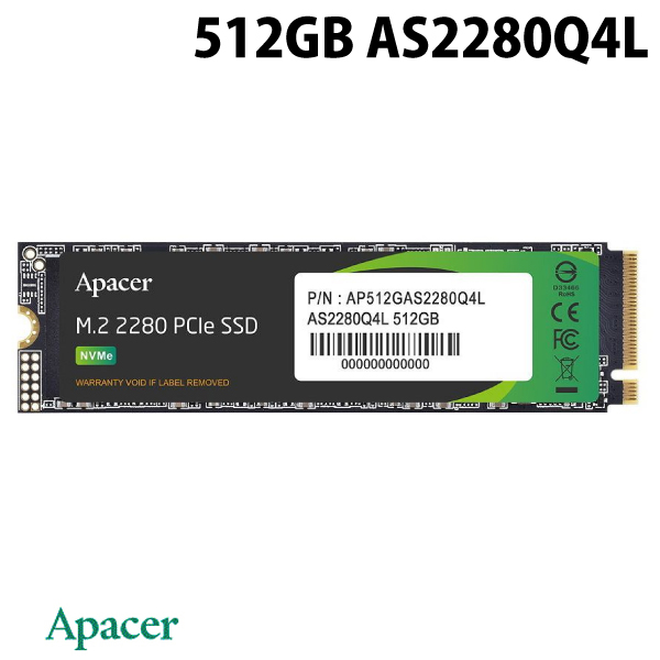 Apacer AP512GAS2280Q4L-1 ［AS2280Q4L M.2 Type2280 NVMe 512GB