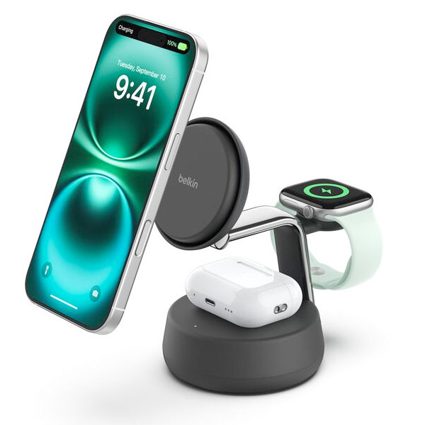 Belkin BoostCharge Pro Qi2対応3-in-1マグネット式ワイヤレス充電