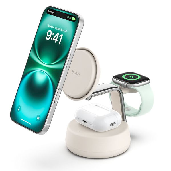 Belkin UltraCharge Pro 3-in-1 Magnetic Charging Dock with Qi2 25W WIZ040dqSD （サンド）の商品画像