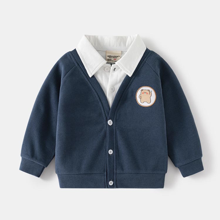  ребенок одежда Kids кардиган свитер мужчина девочка поддельный Layered длинный рукав tops ребенок одежда весна осень tops накладывающийся надеты способ свет внешний перо ткань 