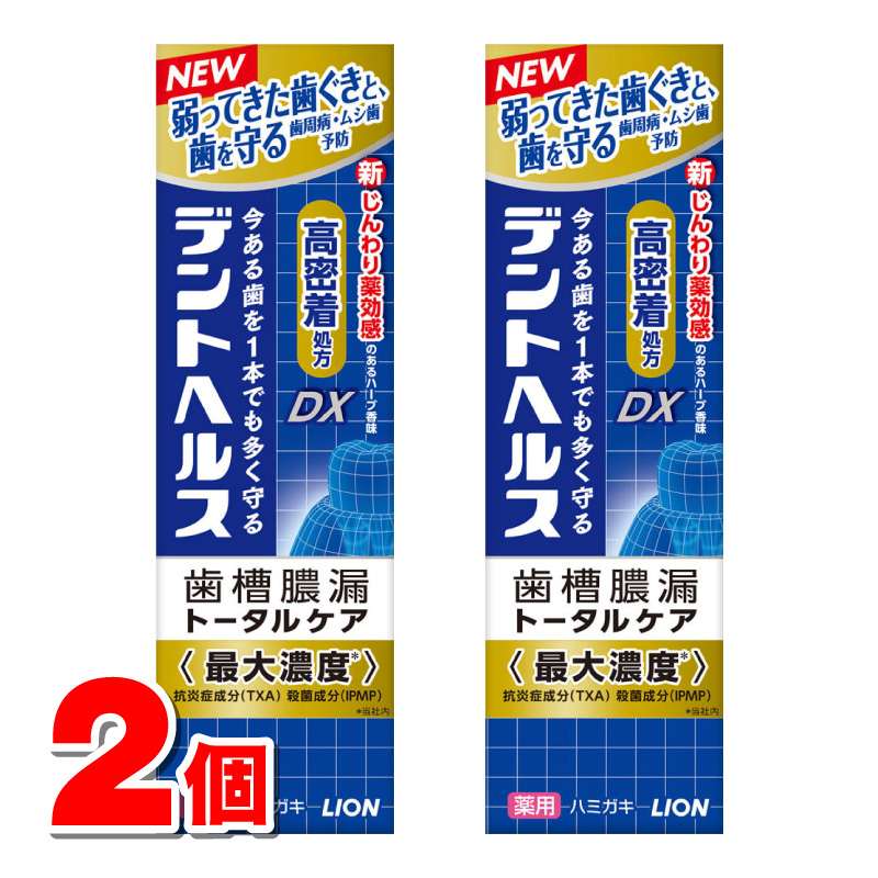 LION デントヘルス薬用ハミガキ DX メディカルクリーンハーブ 85g×2本 デントヘルス 歯磨き粉の商品画像