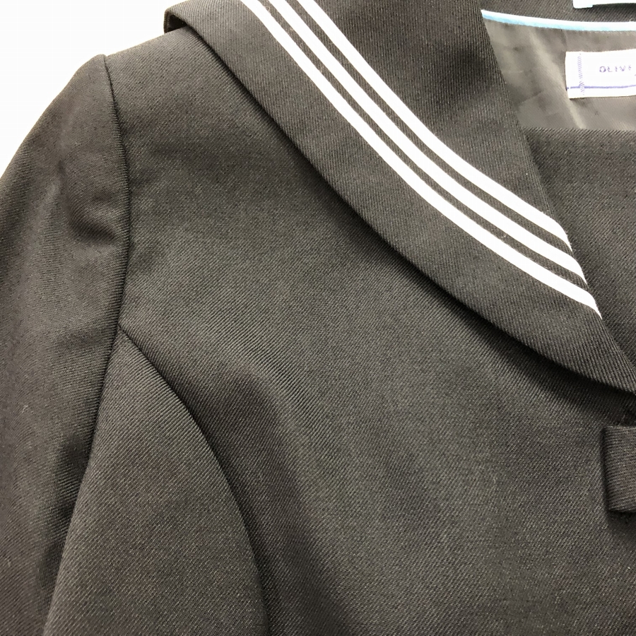  rank B sailor suit 160A OLIVE des OLIVE black wool 50% slim Silhouette outer garment junior high school student high school student woman uniform used school uniform 
