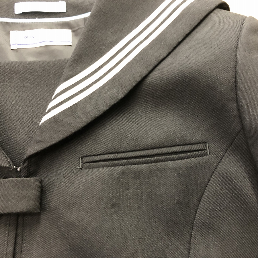  rank B sailor suit 160A OLIVE des OLIVE black wool 50% slim Silhouette outer garment junior high school student high school student woman uniform used school uniform 