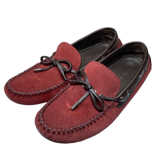 LOUIS VUITTON Louis Vuitton обувь Loafer обувь для вождения Logo замша кожа Brown бордо [ размер 7 ( примерно 26cm)]