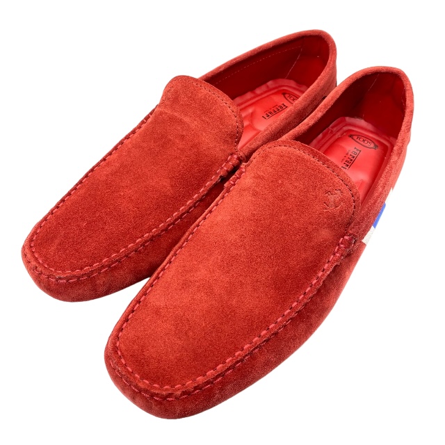 [ не использовался ]TODS Tod's Ferrari Ferrari обувь Loafer обувь для вождения обувь замша Red Bull -[ размер 10 ( примерно 29cm)]
