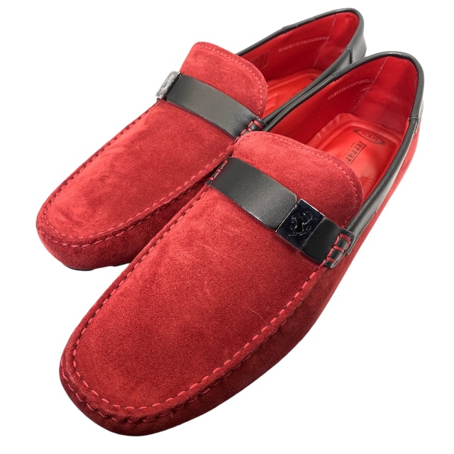 [ не использовался ]TODS Tod's Ferrari Ferrari Loafer обувь для вождения кожа замша черный красный [ размер 10 ( примерно 29cm)]