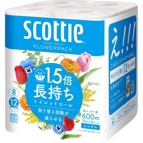 kresia туалет toti колодка Scotty цветок упаковка 1.5 раз наматывать 75m 8 roll одиночный 8 упаковка комплект 