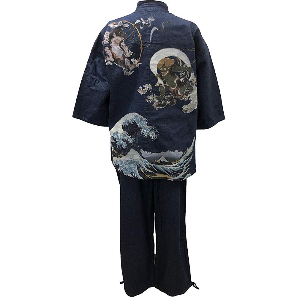 [ Edo ..] Samue Denim cloth ( cotton 100%) firmly make. . soft ... pattern entering through year men's manner god . god wave navy blue * black 