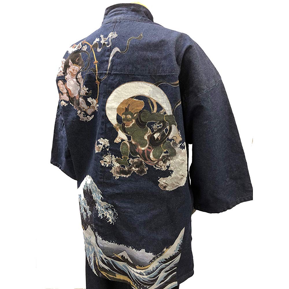 [ Edo ..] Samue Denim ткань ( хлопок 100%) надежно делать. . мягкий ... рисунок ввод через год мужской способ бог . бог волна темно-синий * чёрный 