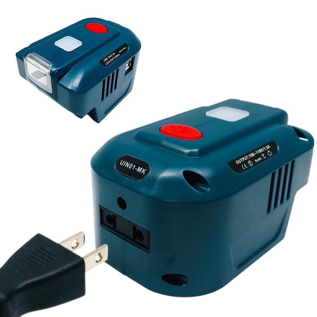  Makita interchangeable rechargeable inverter portable power supply adaptor AC USB outlet LED light 18V makita battery mobile 100V (INS01-BL)