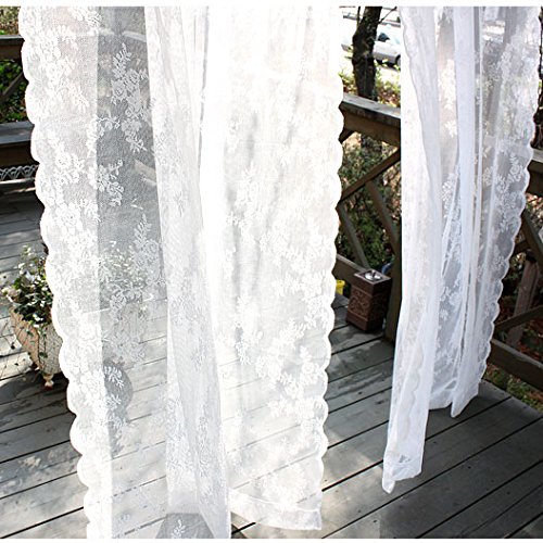 Sweetimes curtain lace fabric floral print width 1.5m.. wave shape No.70 ( width 1.5 length 5 rice )