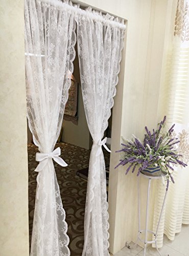 Sweetimes curtain lace fabric floral print width 1.5m.. wave shape No.70 ( width 1.5 length 5 rice )