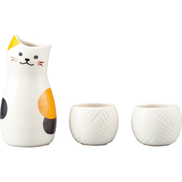 だんらん酒とっくり 三毛ねこ 徳利＆お猪口セット 290ml/100ml SAN2524の商品画像