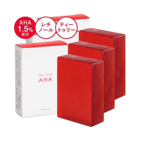 ピーリング石鹸 ニキビ予防 ピールソープ AHA 1.5% レチノール グリコール酸配合 赤 100g ×3 洗顔の商品画像