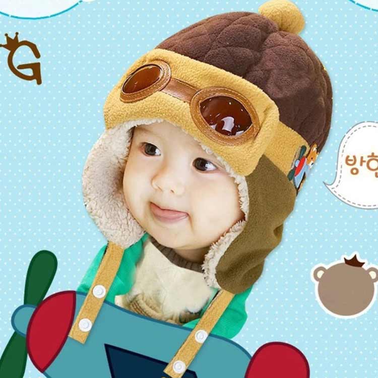  осень-зима младенец новорожденный baby девочка вязаная шапка . мужчина вязаная шапка наушники Pilot Kids самолет память фотосъемка симпатичный защищающий от холода шляпа холод . меры kaji