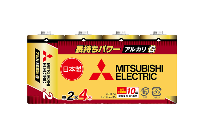 三菱電機 三菱アルカリ乾電池 G 単2形 LR14GR/4S 1.5V 4本パック×30個 乾電池の商品画像