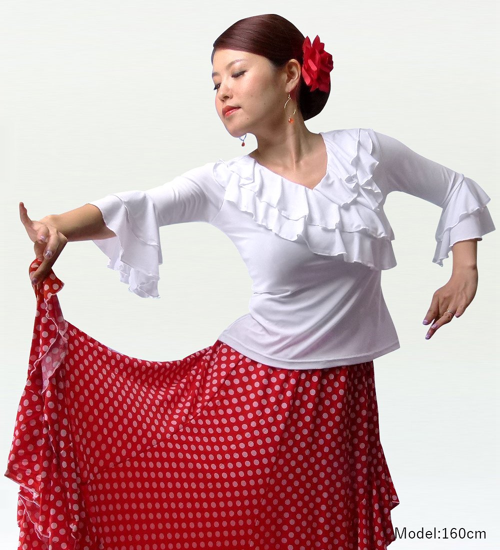 фламенко оборка блуза белый свободный размер 156