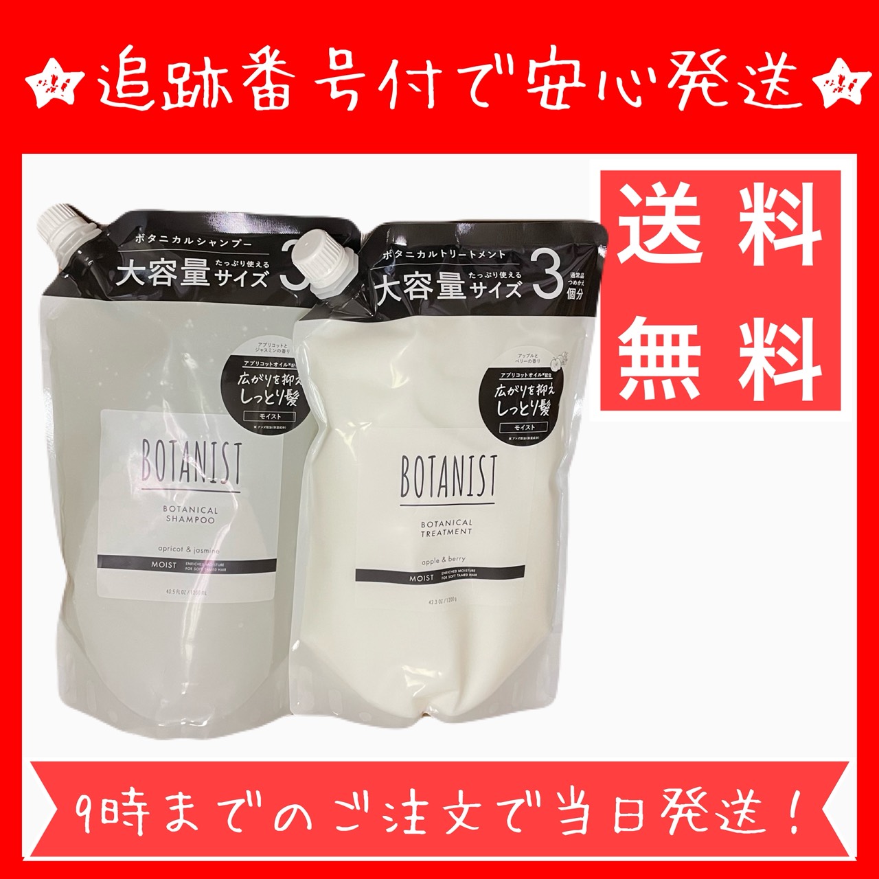 BOTANIST ボタニスト シャンプー モイスト＆トリートメント セット（1200ml＋1200g）×1個の商品画像
