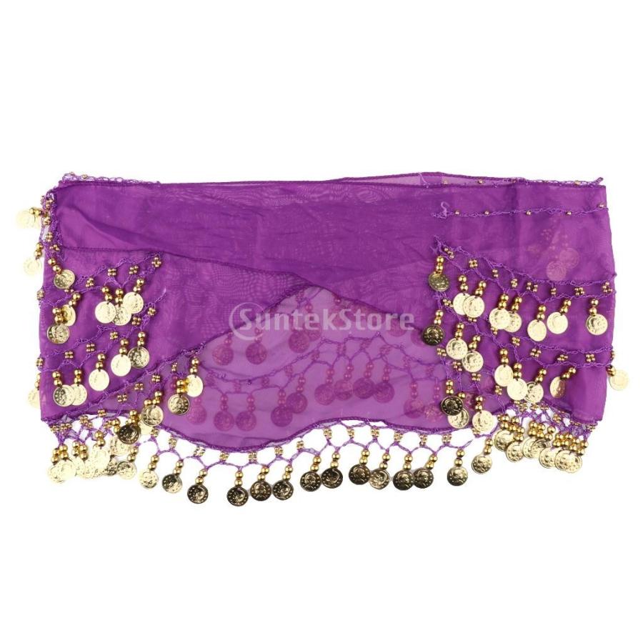  No-brand goods all 6 color fashion Berry Dance waist chain hip skirt hip scarf coin tassel - purple 