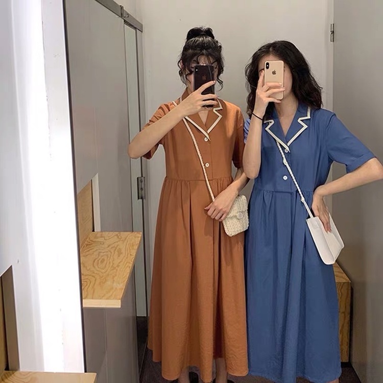 ワンピース レディース 安い 可愛い 半袖 ロング カジュアル 学生 大学生 襟付き 大人可愛い 大人カジュアル Yasu リラークショップ 通販 Yahoo ショッピング