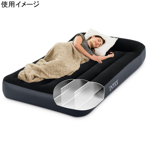  Inte ksINTEX pillow rest Classic air bed electric pump built-in single size 64145JB gray bunk electric carrying compact extremely thick free shipping 