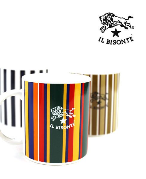 IL BISONTE イルビゾンテ ロゴ入り ストライプ柄マグカップ 54_1_5432404198 マルチストライプ/ベージュ/ネイビーストライプ マグカップの商品画像