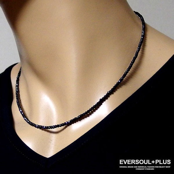ブラックスピネル ネックレス メンズ 天然石 本物 40cm 45cm