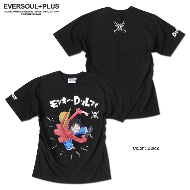 ワンピース ONEPIECE 麦わらのルフィ Tシャツ メンズ ブラック 黒