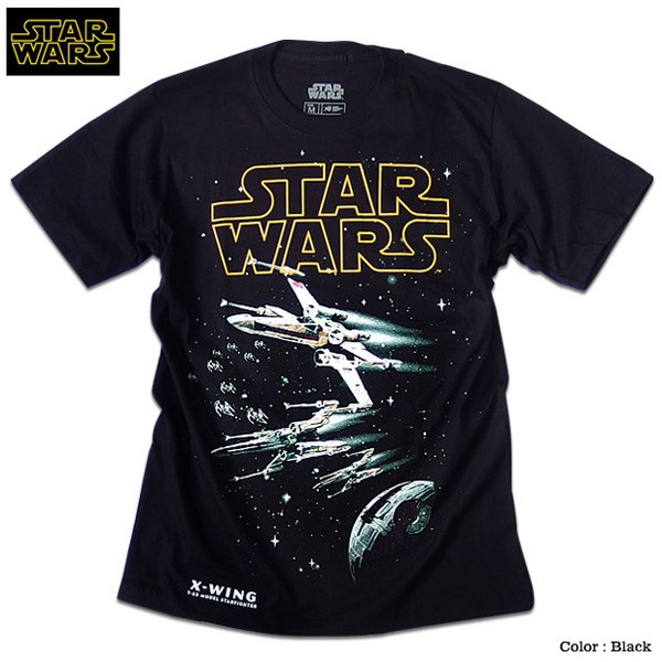 スターウォーズ Tシャツ メンズ 半袖 STARWARS ブラック 黒 X-WING