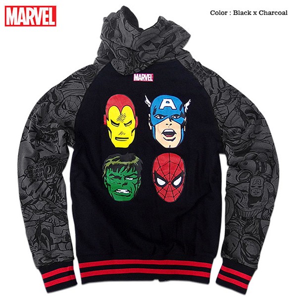 マーベル MARVEL ジップパーカー メンズ 裏起毛 パーカー 厚手 大きい