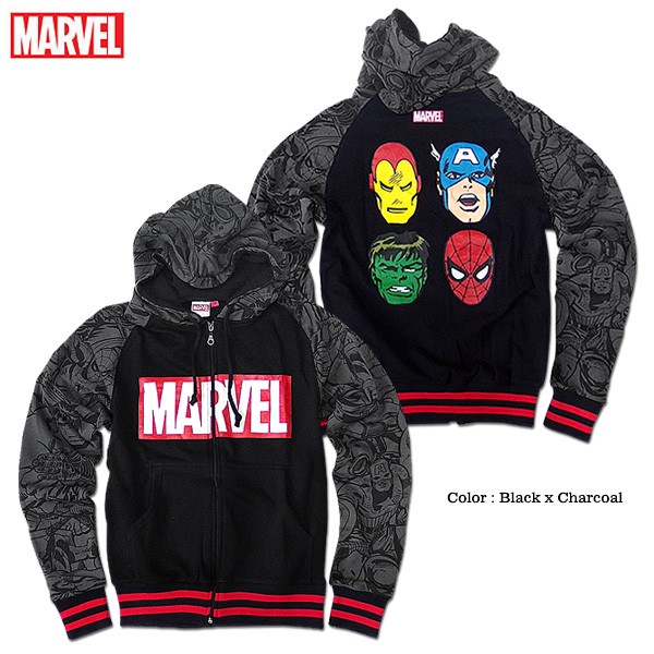 マーベル MARVEL ジップパーカー メンズ 裏起毛 パーカー 厚手 大きい