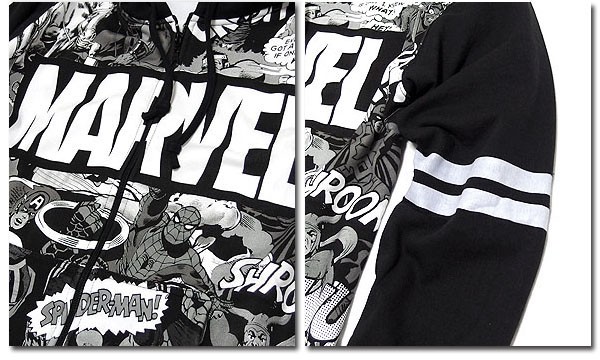 MARVEL（マーベル） ジップパーカー メンズ 裏起毛 ジップアップ
