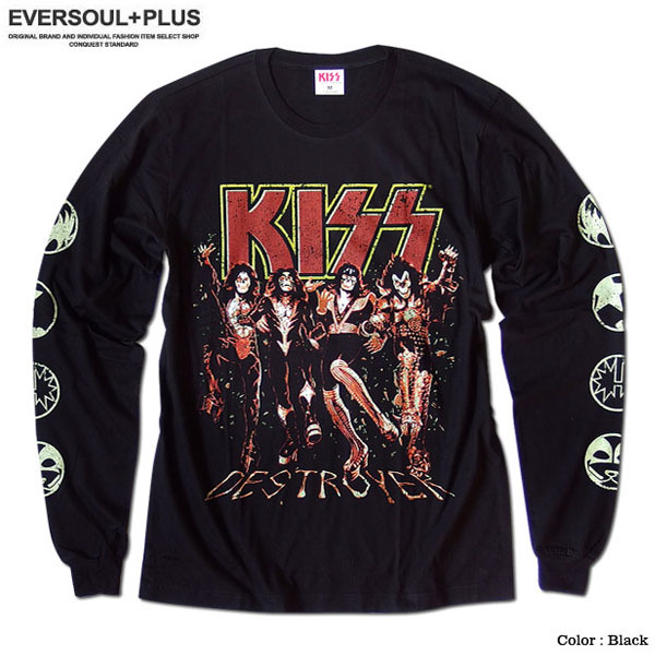 KISS ロンTシャツ Lサイズ 黒 KISS キッス ロングスリーブ Tシャツ キス ステージ ロンT END