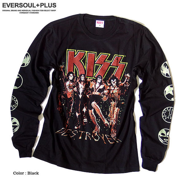 KISS ロンTシャツ Lサイズ 黒 KISS キッス ロングスリーブ Tシャツ キス ステージ ロンT END