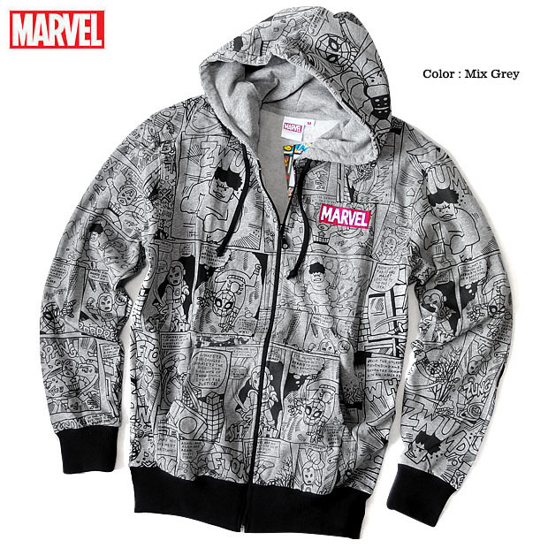 ベイプDC comics マーベル総柄ジップパーカー短丈レア物