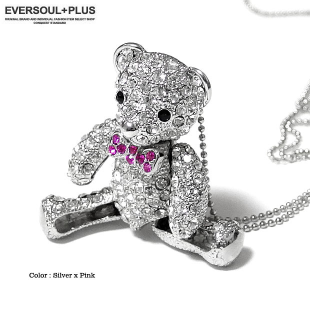 ネックレス くま クマ ラインストーン メンズ レディース アクセサリー