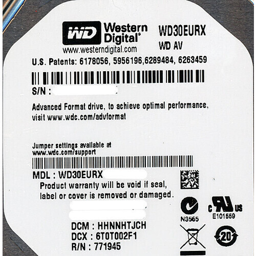 Western Digital WD30EURX ［WD AV-GP 3TB］ WD AV-GP 内蔵型
