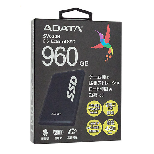 新品A-DATA 外付SSD 960GB SV620H ブラック A-DATA ASV620H-960GC31-CTI [SV620H 外付SSD 960GB] 外付けSSD - 最