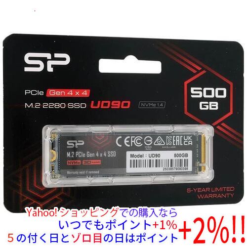 Silicon Power製 M.2 SSD 500GB PCIe Gen 4x4 UD90 SP500GBP44UD9005