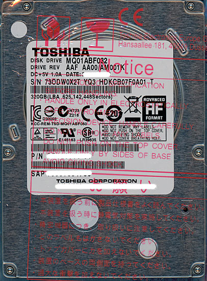 TOSHIBA( Toshiba ) Note для HDD 2.5inch MQ01ABF032 320GB [ управление :20346028]
