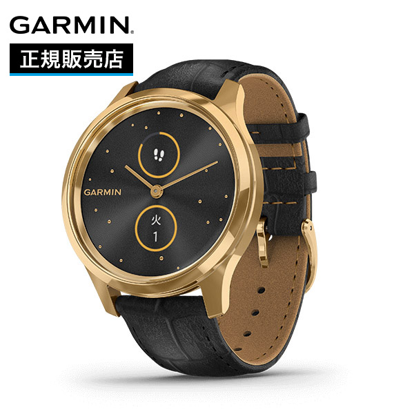 GARMIN vivomove Luxe Black Embossed Leather/24K Gold PVD 010-02241-72 vivomove スマートウォッチ本体の商品画像