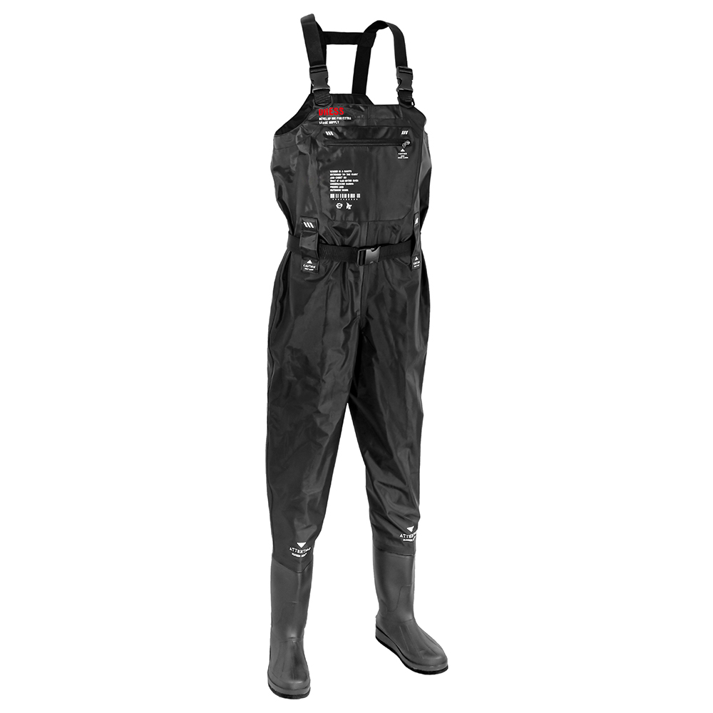 DRESS chest high waders Airborne trunk attaching boots [ black / Stealth gray / mat bronze ]( radial sole )