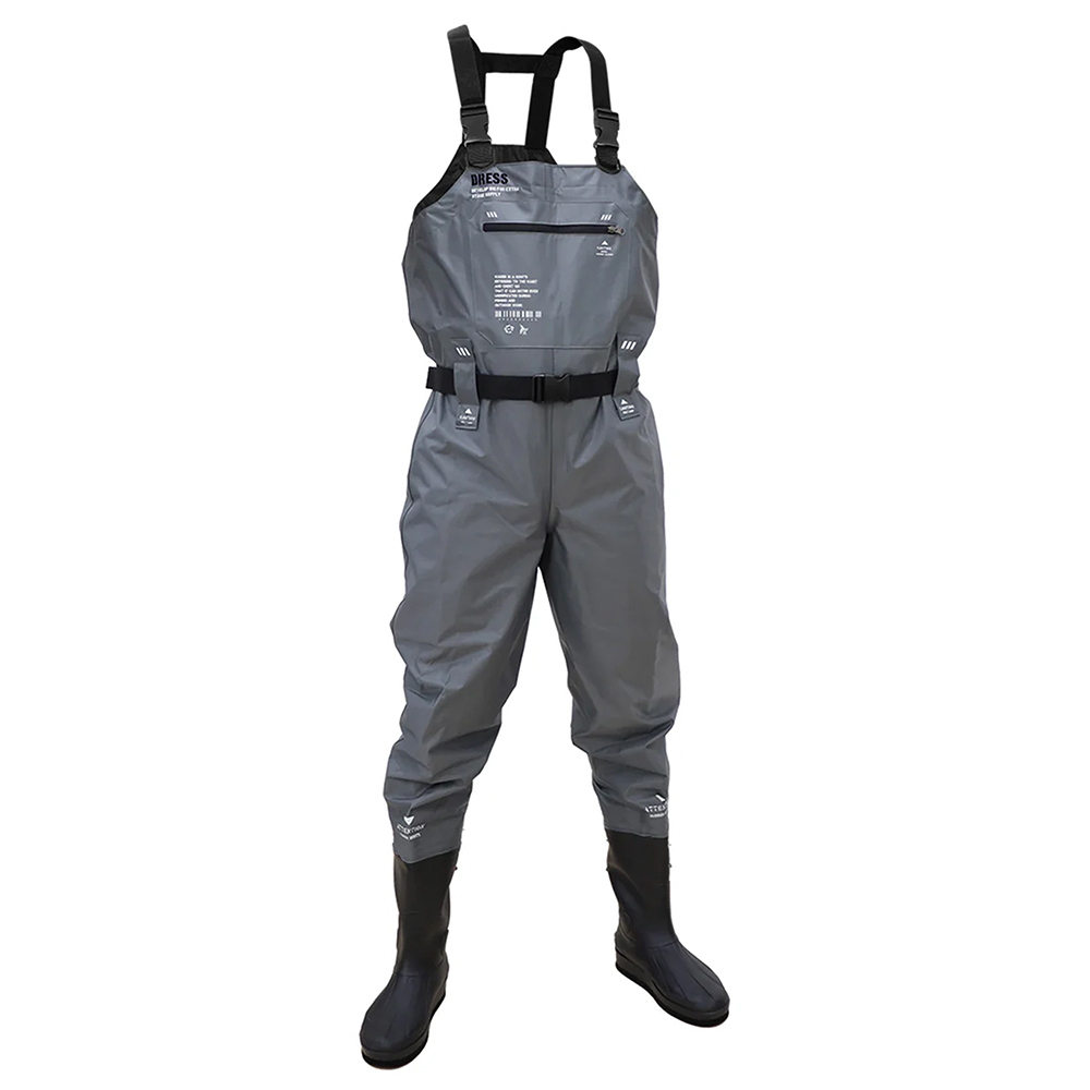 DRESS chest high waders Airborne trunk attaching boots [ black / Stealth gray / mat bronze ]( radial sole )