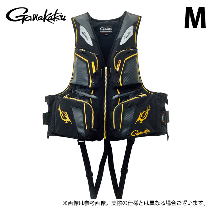がまかつ フローティングベスト GM2193 （ブラック×ゴールド） L 釣り