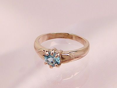  драгоценности детское кольцо K10 розовое золото голубой топаз 