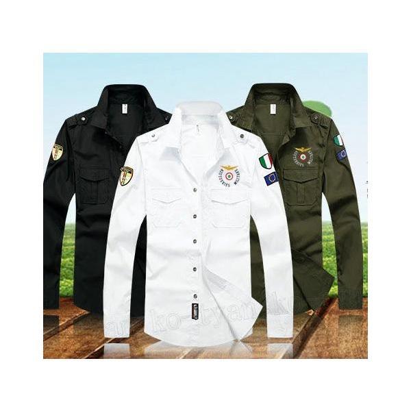  military shirt flight shirt polo-shirt men's long sleeve shirt cut and sewn shirt badge button down .. collar MA1 golf wear cotton 